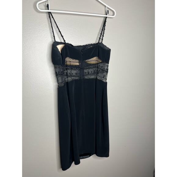 Cache Black Lace Sheer Waist Cocktail Mini Dress Vintage Y2K Evening Dress. sz 8 - Picture 5 of 9